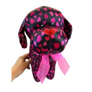 Sugar Loaf Dog Puppy 11" Plush Black Red Pink Hearts 2010 Coinstar